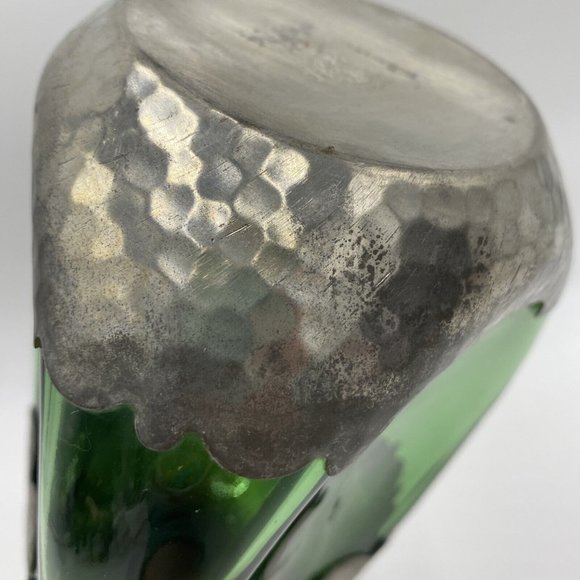 Royal Holland Daalderop Pewter Overlay & Green Glass Decanter bottle w/Stopper V - Picture 11 of 16